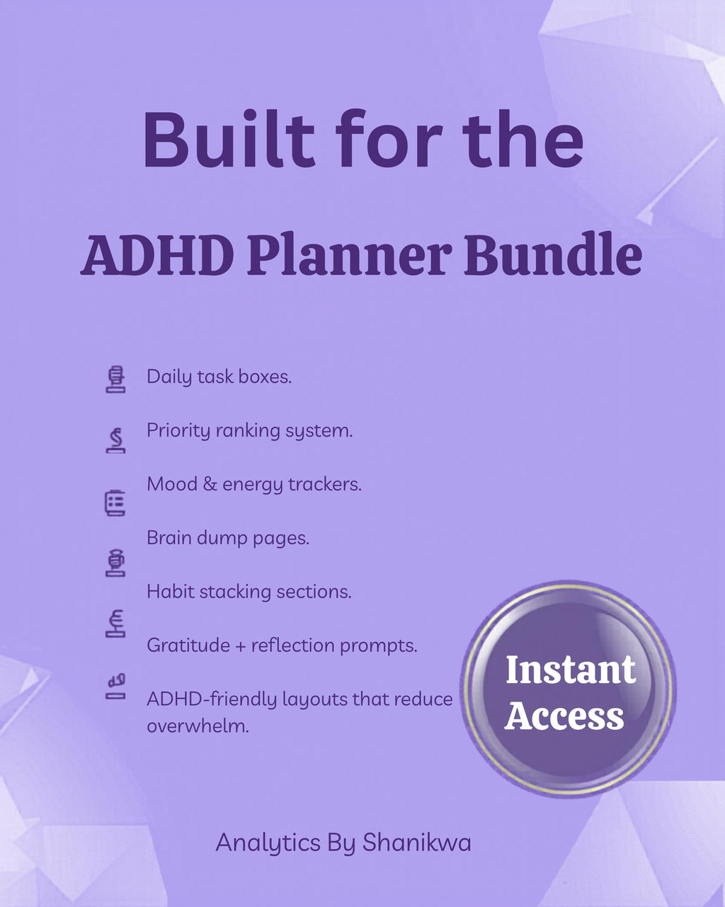 ADHD Planner Bundle 2026-2028 | Daily Calendar + Habit Tracker + Ebook | Neurodivergent Productivity | Printable PDF Digital Download