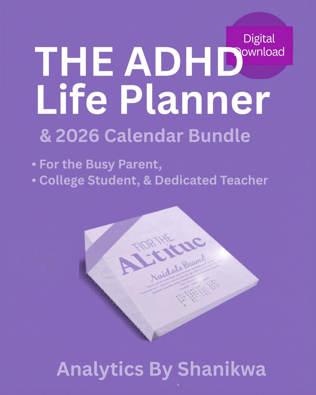 ADHD Planner Bundle 2026-2028 | Daily Calendar + Habit Tracker + Ebook | Neurodivergent Productivity | Printable PDF Digital Download