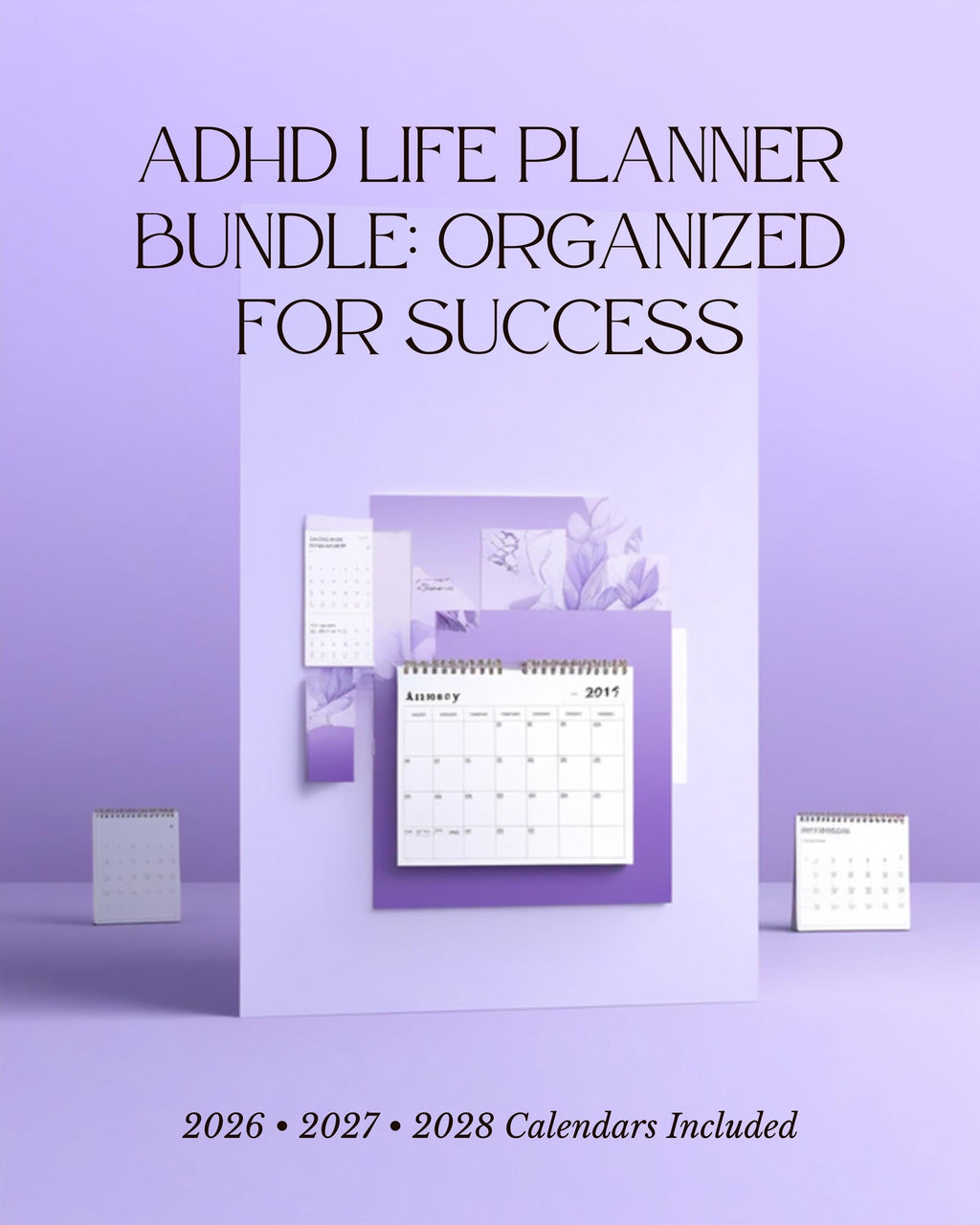 ADHD Planner Bundle 2026-2028 | Daily Calendar + Habit Tracker + Ebook | Neurodivergent Productivity | Printable PDF Digital Download