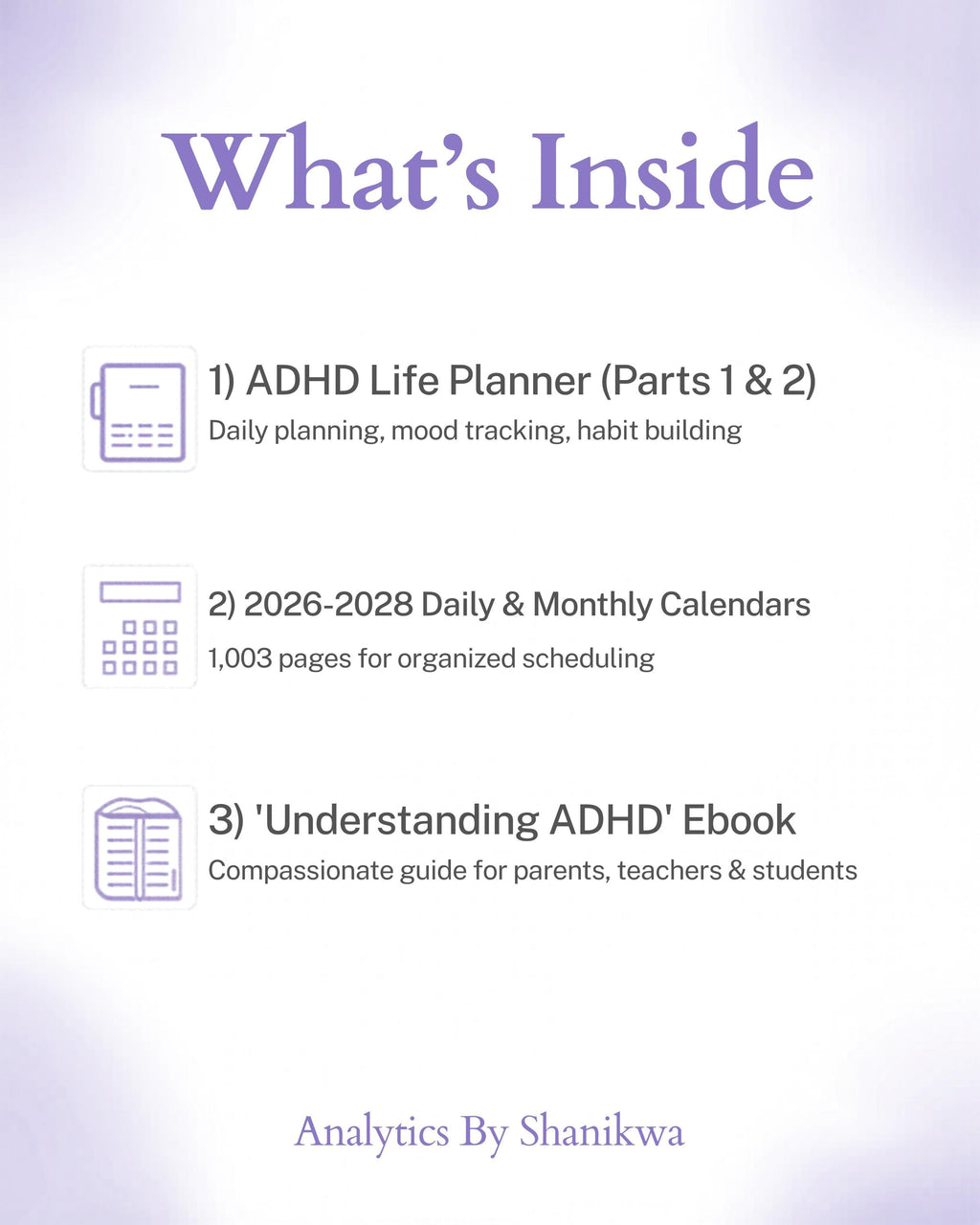 ADHD Planner Bundle 2026-2028 | Daily Calendar + Habit Tracker + Ebook | Neurodivergent Productivity | Printable PDF Digital Download