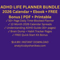 ADHD Planner Bundle 2026-2028 | Daily Calendar + Habit Tracker + Ebook | Neurodivergent Productivity | Printable PDF Digital Download